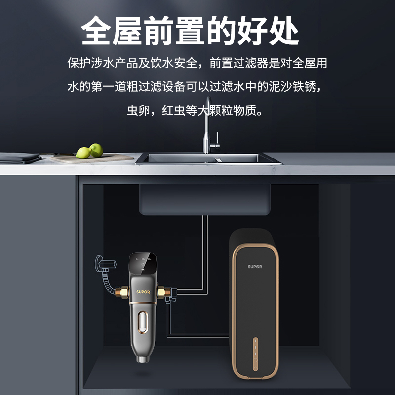 苏泊尔(SUPOR)家用前置过滤器 管道过滤 全屋净水器 反冲洗大通量 QD609