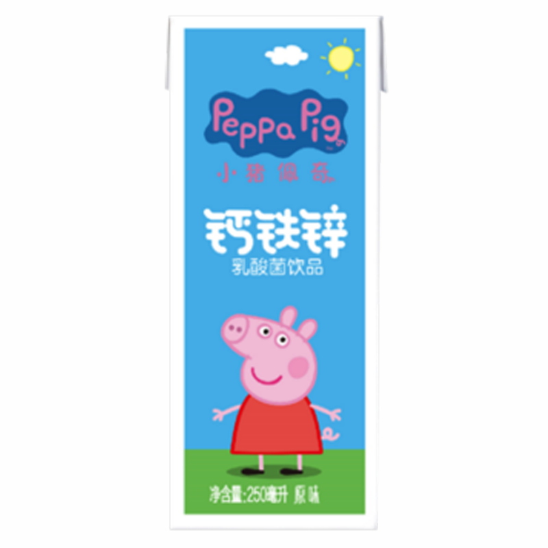 小猪佩奇钙铁锌乳酸菌饮品 酸奶饮料利乐装原味 250ml*12盒