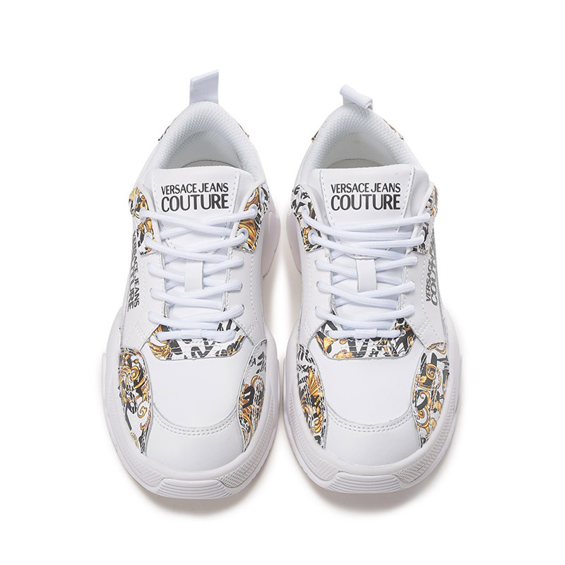 范思哲versacejeanscouture女士皮革系带休闲运动鞋小白鞋73va3sf4zp