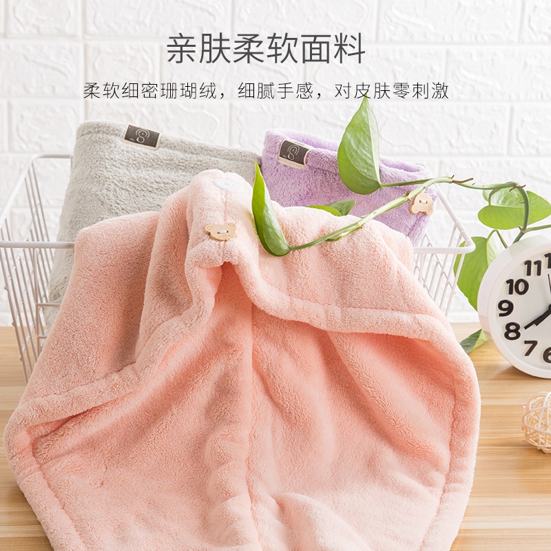 干发帽女强吸水速干浴帽包头巾干发毛巾擦头发洗头速干帽干发巾 三维工匠 双层浅紫色+浅杏色(2条)高清大图