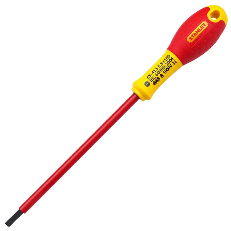 史丹利(STANLEY)65-413-14 双色柄一字绝缘螺丝批电工用起子改锥 5.5*150MM