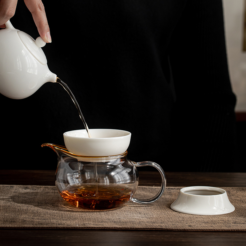 苏氏陶瓷(SUSHI CERAMICS)茶漏羊脂玉全白瓷一体茶滤网滤茶器创意茶隔功夫茶具配件
