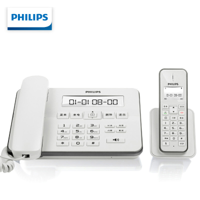 飞利浦(PHILIPS)无绳电话机 无线座机 子母机 办公家用 中文菜单 双免提 扩展子机 DCTG192白色