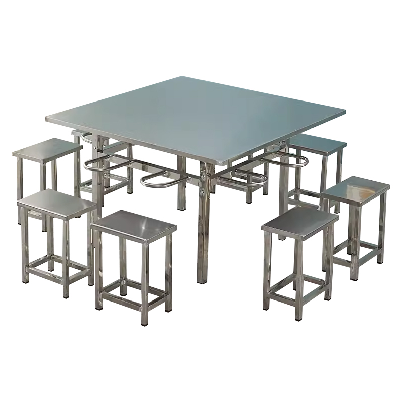 翌嘉 YJ-20152 不锈钢桌椅组合挂椅方桌一桌8椅