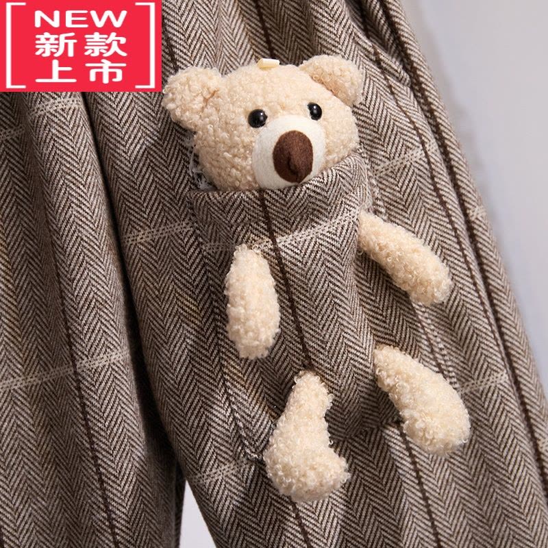 可莉允女童加厚休闲裤冬季2022新款洋气儿童可爱小熊格子加绒保暖卫裤潮保暖裤图片