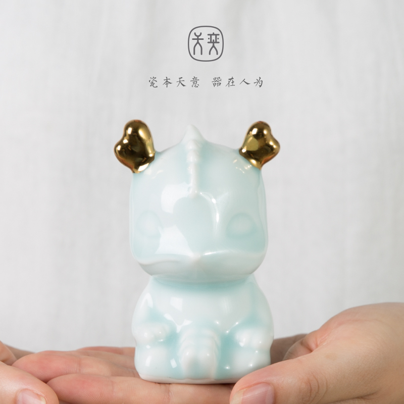 《十二生肖》景德镇陶瓷摆件家居装饰创意可爱送女友生日 三维工匠 十二生肖影青描金-(已蛇)高清大图