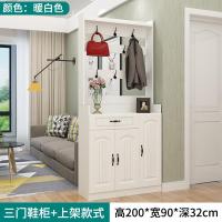 简易鞋柜家用口大容量特价收纳玄关厅一体柜实木质多层经济型_1_558 三门带上架暖白色【质保】组装