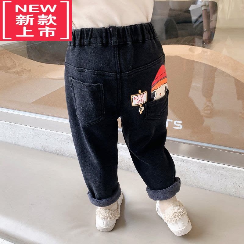 可莉允女童一体加绒牛仔裤秋冬2022新款童装女宝宝加厚儿童冬季保暖裤子图片