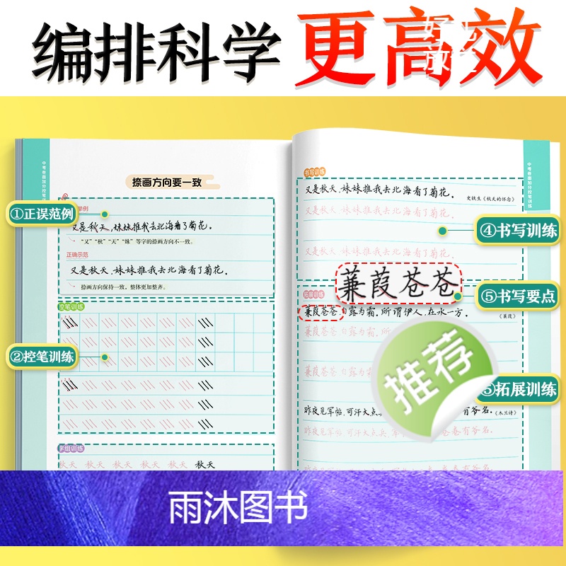 中考卷面加分控笔训练 [正版]控笔训练字帖中考提高卷面加分字帖初中生楷书硬笔书法初学者入门基础训练七八九年级男女生练字姚高清大图