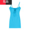 YIBUSHENG蓝色系带吊带连衣裙女季短裙小个子性感辣妹裙子紧身收腰包臀裙