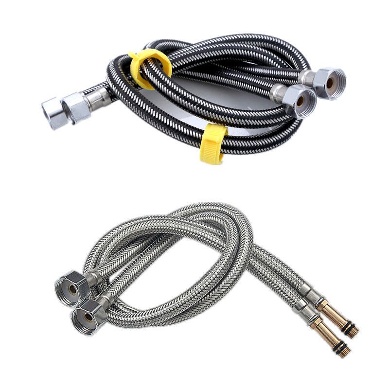 高压防爆金属编织冷热水龙头进水软管马桶连接管4分单冷上水管