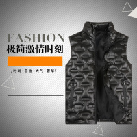 羽绒棉马甲男装秋冬季背心马夹男士韩版休闲装潮流坎肩羽绒外套马甲 3XL153-168斤可以穿 羽绒黑色8A色羽绒马甲