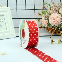 3.8cm25码双面高密圆点缎带鲜花包装彩带手工diy蝴蝶结发饰丝带 红色