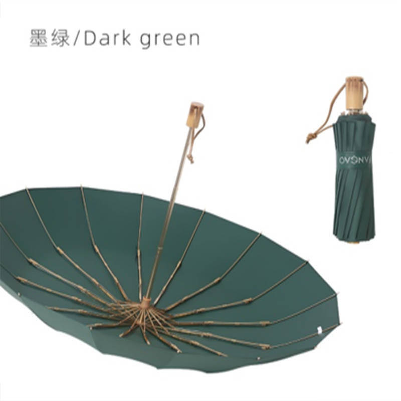 16骨手动]铝合金玻纤 加厚彩胶伞布 木手柄YF-S2021006高清大图