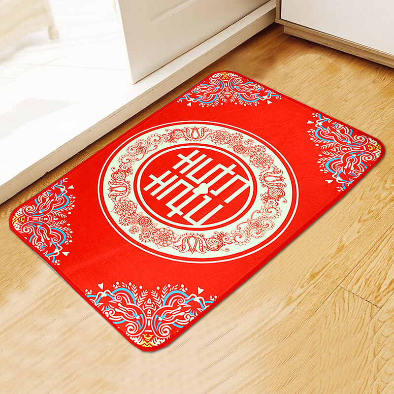 婚庆脚垫结婚地垫婚房装饰用品浪漫卧室布置红色地毯喜字进垫
