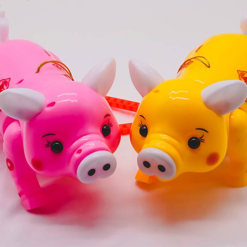 猪年元宵节手提儿童灯笼塑料电动发光玩具牵绳走路猪春节花灯