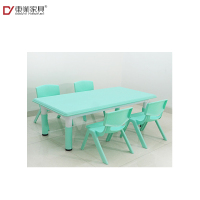东业家具 幼儿园塑料桌椅套装 可涂鸦 (一张桌子+六把椅子)