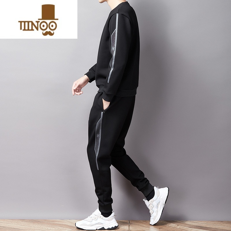 YANXU2023秋季运动套装男休闲款卫衣圆领套头宽松跑步套高清大图