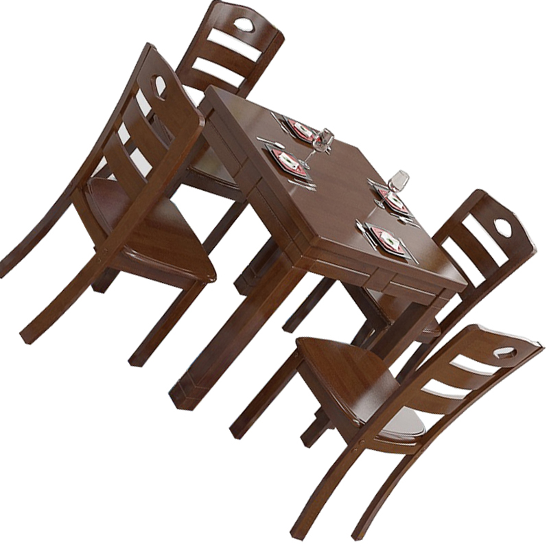 汐餐桌黑胡桃一桌四椅套高清大图