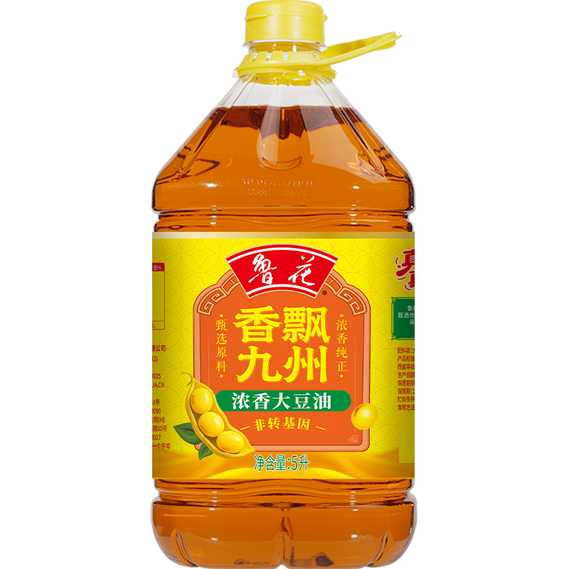鲁花食用油非转基因香飘九州浓香大豆油 5L*1桶