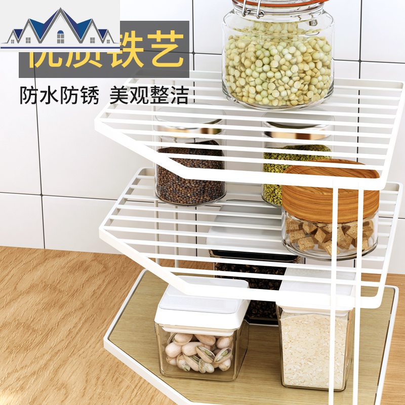橱柜台面多层转角置物架三角厨房调料调味品碗碟收纳锅架锅具整理 三维工匠高清大图