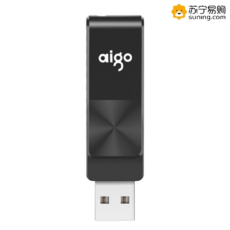 爱国者(aigo)U266优盘 32GB 黑色USB2.0 旋转防护款 U盘 CD纹防滑设计