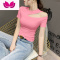 七斓橙色一字肩t恤女短袖2023新款夏季露锁骨上衣设计感小众ins潮体恤