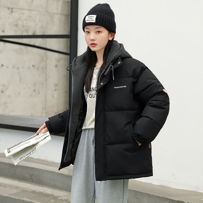 南极人面包服短款羽绒棉衣棉服女韩版宽松秋冬季外套棉袄2021新款 XL建议130-149斤 2106#黑色