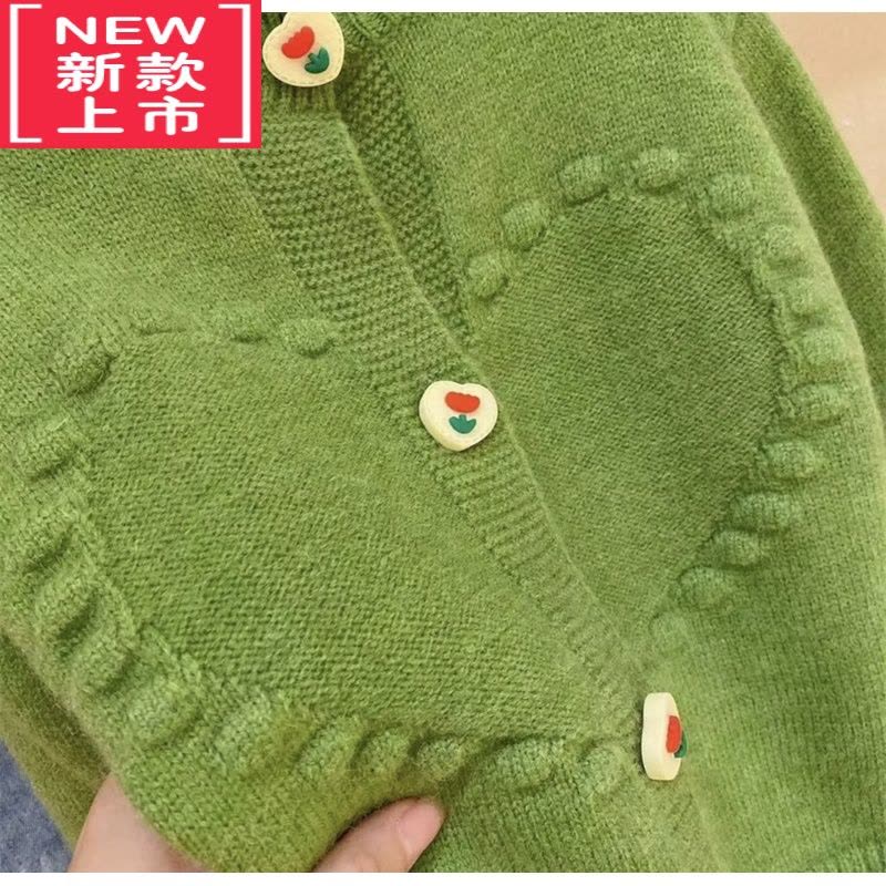 可莉允女童秋季针织衫2022新款儿童爱心毛衣小女孩洋气韩版外套开衫上衣图片