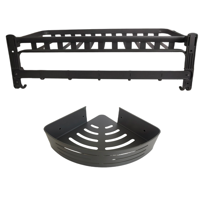 LONMATE 加宽扁杆网蓝浴巾架+三角架 两件套高清大图