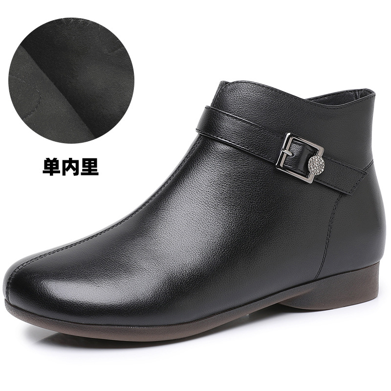 秋冬季新款马丁靴女保暖棉鞋女短靴休闲复古平底妈妈舒适女鞋