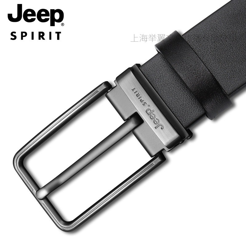 JEEP SPIRIT吉普新款男士二层牛皮针扣腰带休闲真皮皮带男高清大图
