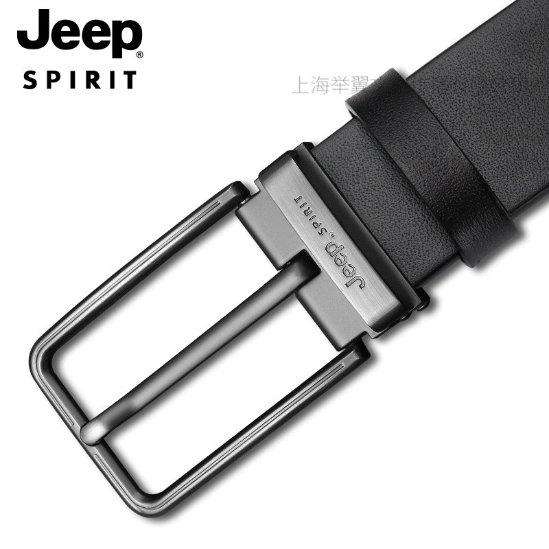 JEEP SPIRIT吉普新款男士二层牛皮针扣腰带休闲真皮皮带男