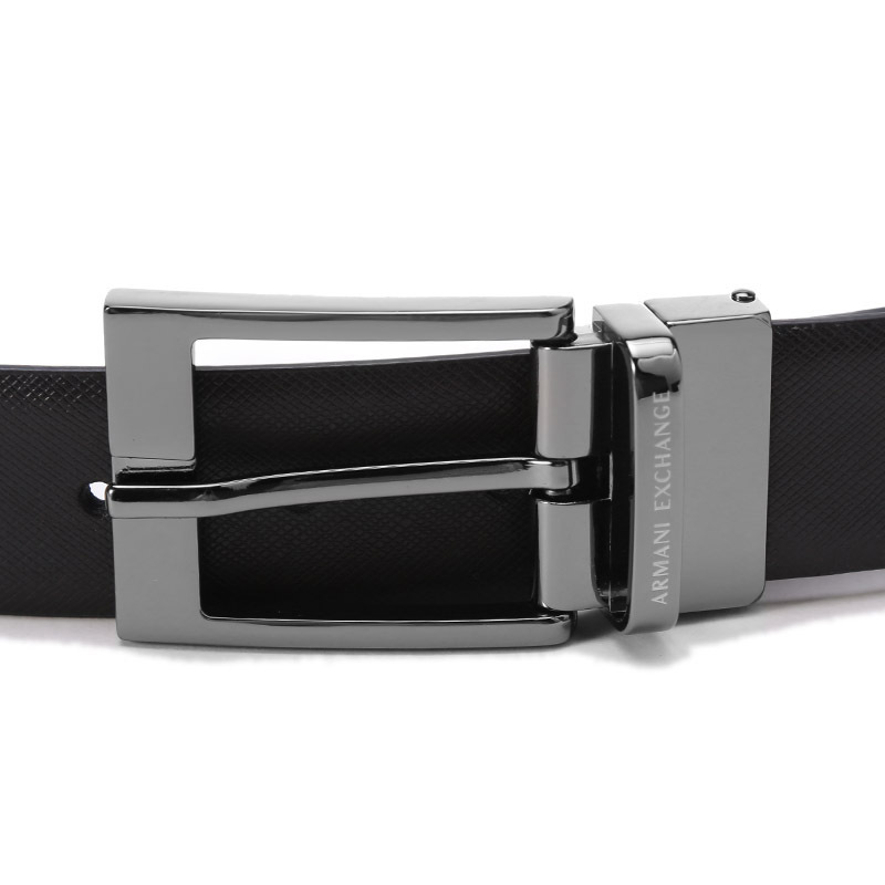 阿玛尼armaniexchange男士牛剖层移膜革聚氨酯可裁剪针扣式双面腰带