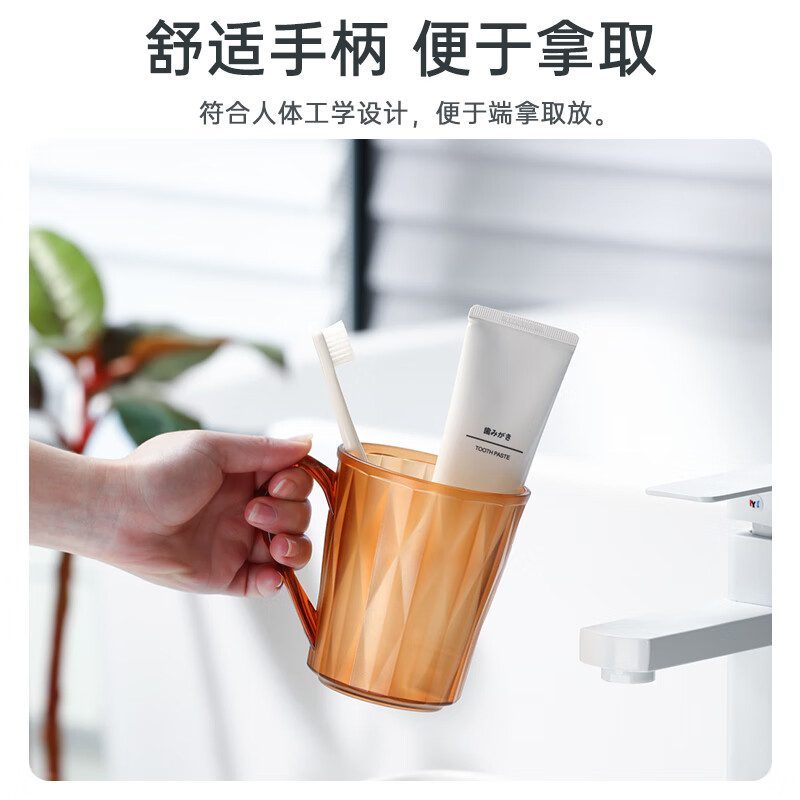 茶花(CHAHUA)菱格漱口杯浴室磨砂洗漱杯卫生间刷牙杯情侣成人口杯牙缸子烟灰色[1只]磨砂质感 260003高清大图