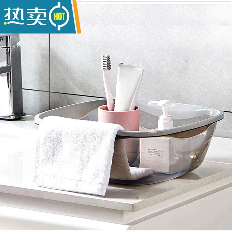 JING PING方形洗脸盆加厚塑料盆学生宿舍洗脚盆家用厨房洗菜盆婴儿洗屁股盆高清大图