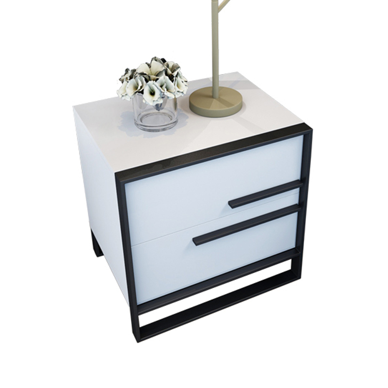 轻奢床头柜简约现代卧室港式闪电客白色烤漆床头柜实木北欧风ins储物