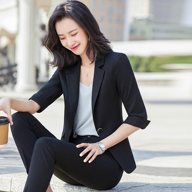 职业装休闲气质中袖西服套装女气质大方减龄工作服商务会议正装制服
