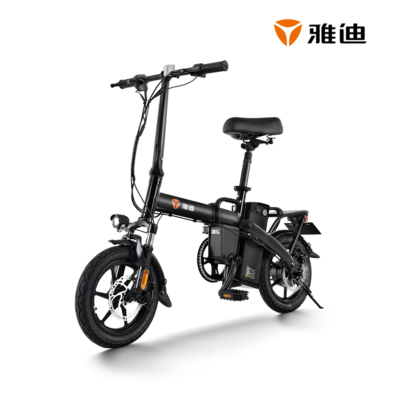 雅迪F3升级锂电折叠迷你代步电动自行车新国标3C型号TDT2203Z F3悦享版黑色