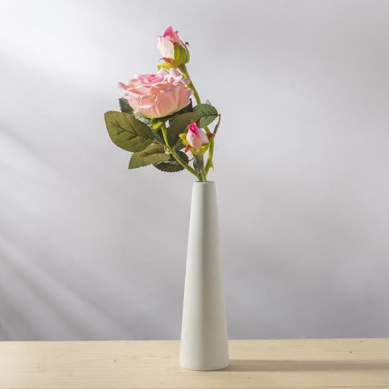 小花瓶摆件客厅插花插玫瑰简约陶瓷餐桌装饰白色文艺白瓷花瓶家用 三维工匠 低语和蓝色满天星(干花)