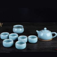 瓯江青瓷哥窑功夫茶具套装陶瓷冰裂釉西施壶茶具套装