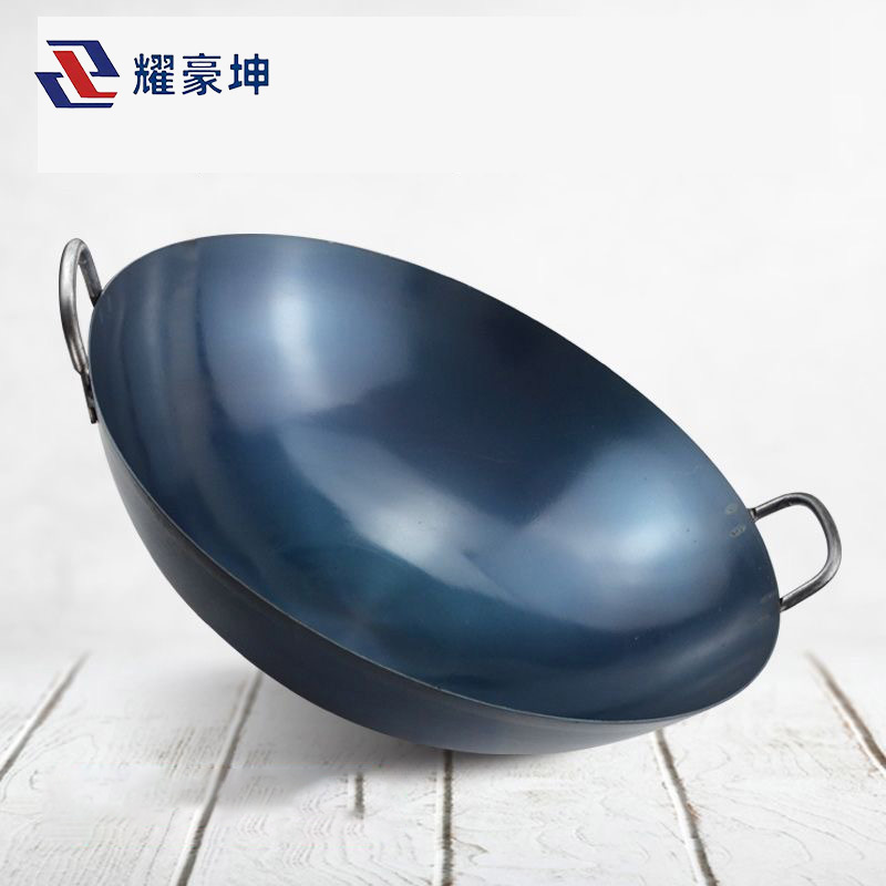耀豪坤 传统老式双耳铁锅+锅盖(已开锅)T-36CM/个高清大图