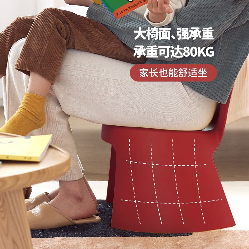 禧天龙(Citylong) D-2123塑料凳子加厚防滑福娃椅家用宝宝椅垫脚小板凳子红色2个装高清大图
