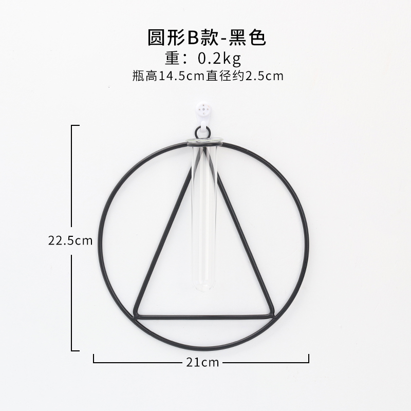 客厅墙面装饰品创意ins风卧室房间背景墙上墙壁挂件壁饰 水培花瓶 三维工匠 圆形b款-黑色高清大图