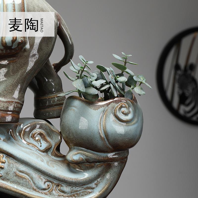 美帮汇流水喷泉摆件陶瓷加湿器鱼缸开业礼品客厅办公室装饰高清大图