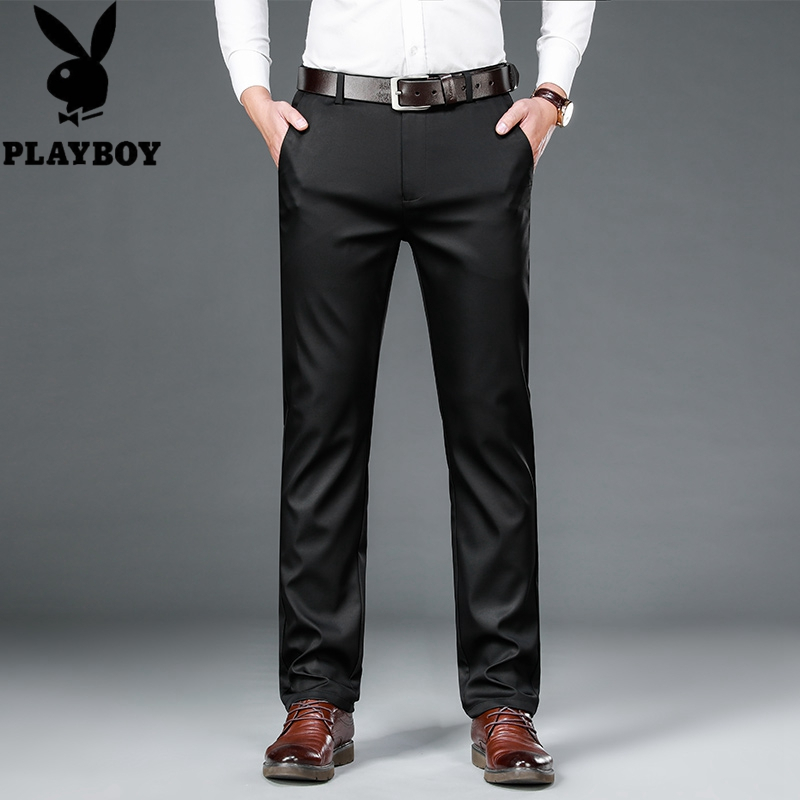 花花公子天丝莱赛尔男士休闲裤免烫职场中青年男装直筒长裤子大码商务