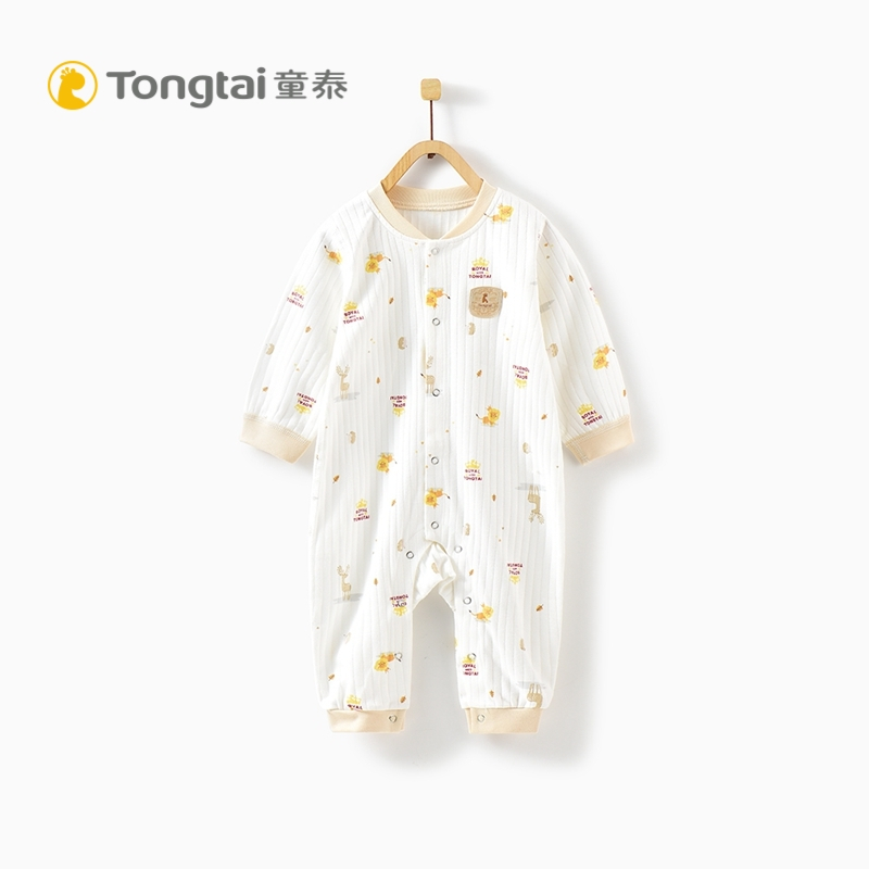 童泰2019年新款婴儿衣服闭裆纯棉连体哈衣3-18月男女宝宝连身衣