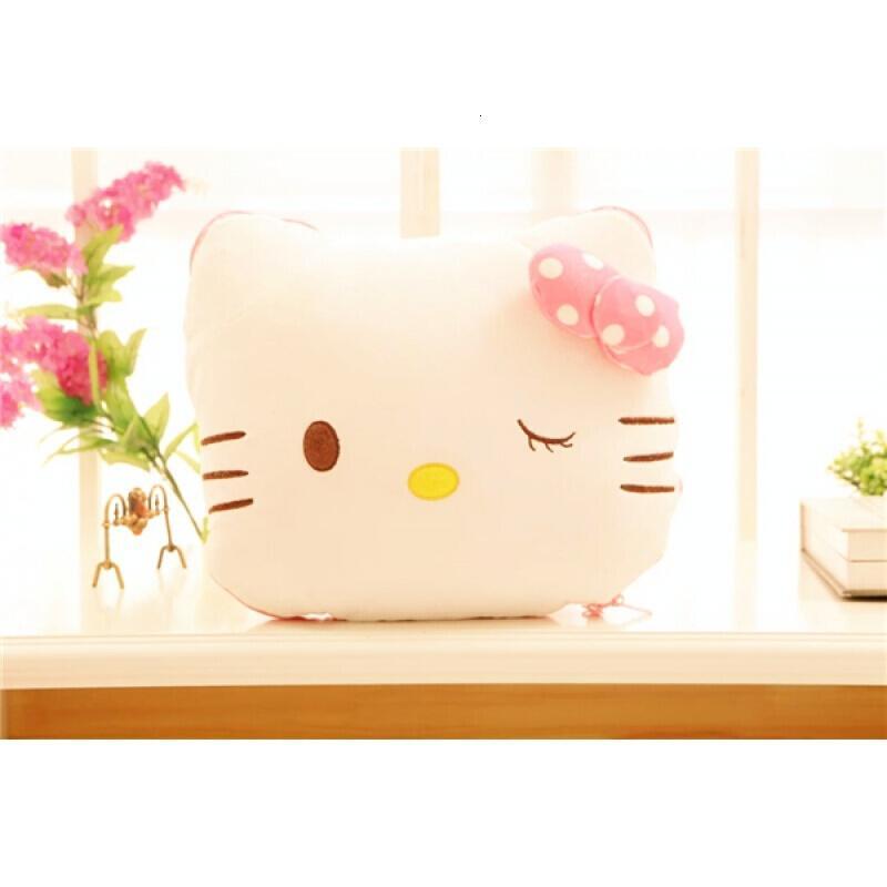 卡通hellokitty靠垫被子两用抱枕可爱KT猫咪办公室空被子粉KT眨眼抱枕约40cm被子1*1.5m
