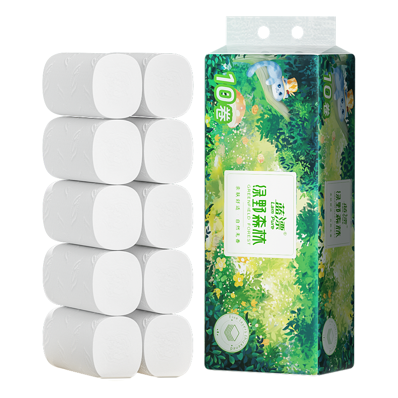 蓝漂 绿野森林系列实芯卷纸10卷装