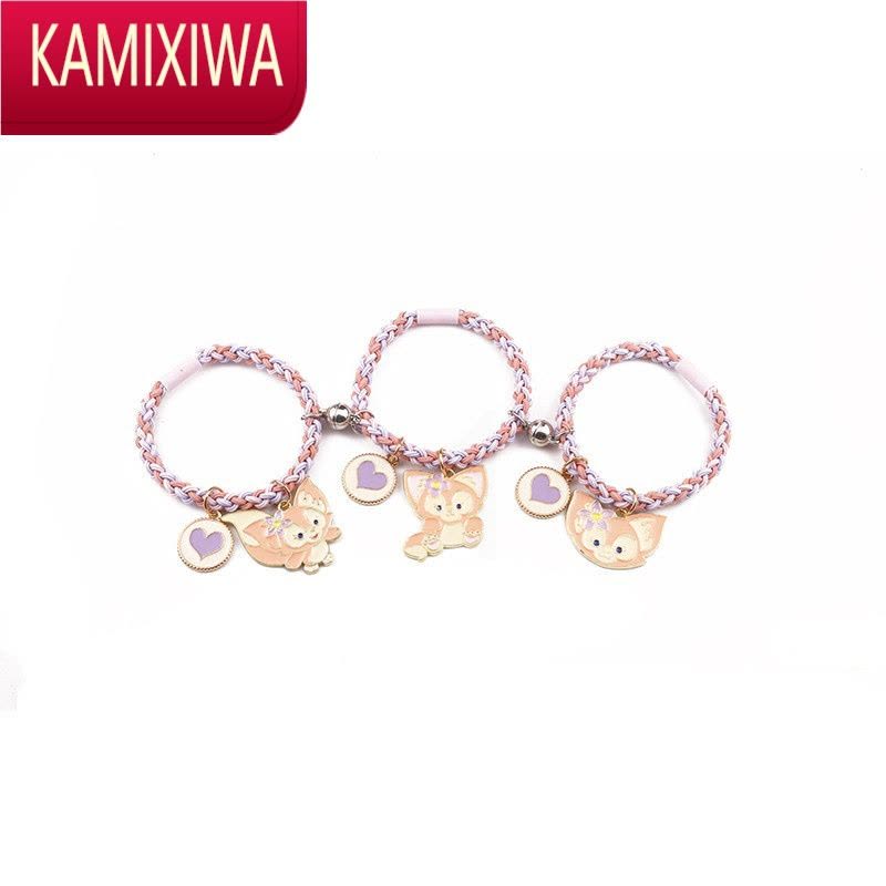 KAMIXIWAins网红琳娜贝尔情侣小皮筋送男朋友可爱小狐狸闺蜜磁吸三人手链图片